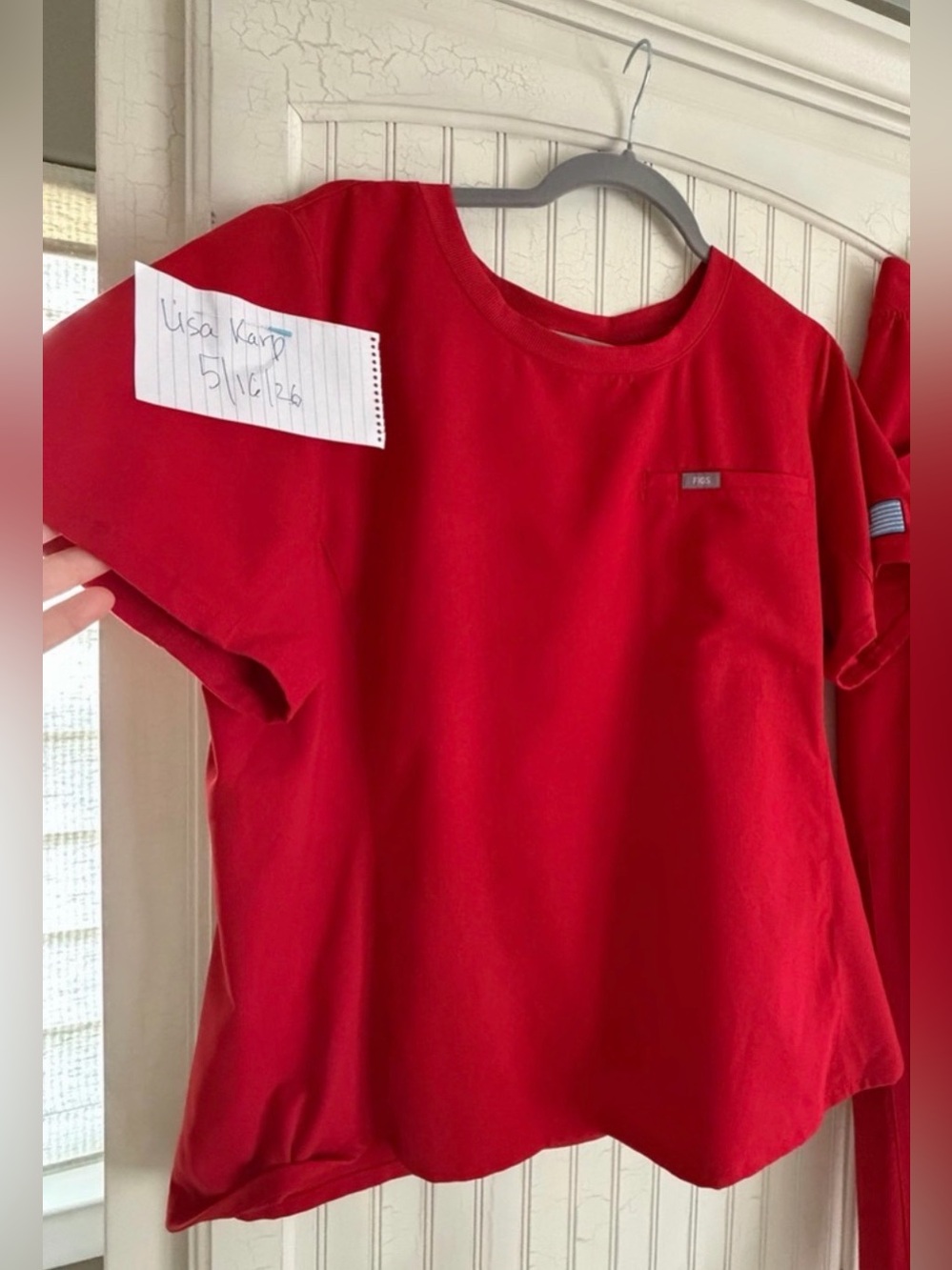 Figs winning red scrub.XXL crewneck top